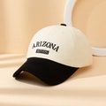 Vintage color block baseball cap with Arizona 1751 embroidery in off-white and black - M / Black