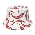 Bob blanc créatif avec imprimé légumes piment rouge pour femme protection solaire extérieur - 58cm / Base Blanche Imprimé Piment