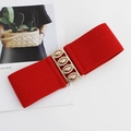 Cintura elastica rossa da donna con fibbia dorata metallica e trama intrecciata - Rosso / 75cm