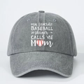 Vintage washed dark grey cotton baseball cap with favorite player heart mom print - One Size / Gray