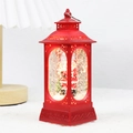 Red Christmas lantern with Santa Claus figurine and sparkling sequins for holiday decor - Red Santa Claus