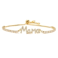 Detail of gold Mama bracelet with zircon stones and adjustable sliding clasp - Pave MAMA