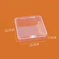 Square transparent plastic storage box with hinged lid 12.5x12.5x3.5cm size - 12.5*12.5*3.5cm