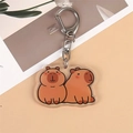 Porte-clés Capybara mignon en acrylique avec design dessin animé recto-verso et fermoir - Style 2 [N° B234]