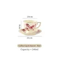 European vintage ceramic coffee cup and saucer set with red rose pattern, 240ml capacity - 240ml / Red Floral Cup & Saucer