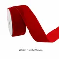 Roll of 25mm high-density red velvet ribbon for DIY bows and gift wrapping crafts - 25mm / Size 10 / Bright Red-45#