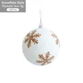 White 8cm foam Christmas ball ornament with brown wooden snowflake pattern - Snowflake Type A / 8cm