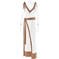 Completo chic da donna due pezzi con scollo a V e schiena scoperta in bianco e marrone - S / Bianco