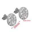 Silver 10mm oval hammered texture stainless steel stud earring connector for DIY jewelry - Round-10mm / Steel
