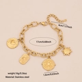 Gouden roestvrijstalen schakelarmband met zon en hart bedeltjes, lengte 17+4cm - Hart Zon en Sterrensprong Schijf Stijl (4#)