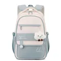 Waterproof school backpack for girls in beige and blue featuring a cloud charm - Grey Blue