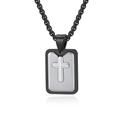 Collar retro para hombre con colgante de cruz cuadrada de tres capas y cadena negra fina - Solo colgante / Negro