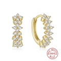 Elegant S925 sterling silver gold-plated hoop earrings with sparkling flower petal zircons - Petal Style / Gold #6