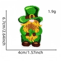 Detailed view of St. Patrick's Day gnome embroidery patch with size dimensions in cm - Style 14 (Hat Gnome)