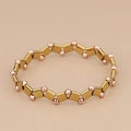 Minimalist Tila bead bracelet with alternating gold square and rose gold faceted beads - Gold Rose Gold Style (BC424-4)
