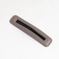 Minimalist grey-brown PU leather rectangular hair clip with black center bar detail - Grey Leather