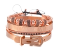 Rose gold braided bracelet set with Roman numerals and black cubic zirconia stones - Crown Skull Roman Numerals Bracelet Combination (Style 1) / Rose Gold