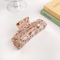 Pink and brown marble texture rectangular acetate hair claw clip with glossy finish - Rock Coffee