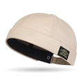 Beigefarbene Miki-Mütze aus Canvas mit Retro-Aufnäher und verstellbarem Riemen für Streetstyle - Beige