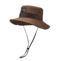 Sombrero de sol marrón oscuro con ala ancha, correa ajustable y rejillas de ventilación - Talla única / café