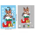 Christmas reindeer glass window sticker variant BQ282 with snowflake and gift patterns - BQ282