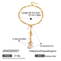 Detail of 18K gold-plated Y-necklace with pearls, starfish and shell ocean charms - Ocean Shell Pearl Layered Style (JDN0305057)