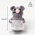 Handmade crochet grey mouse plush toy, height 8cm, width 4.5cm, cute knitted desk ornament - Gray Little Mouse A Card