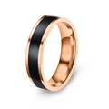 Minimalist 6mm rose gold plated titanium steel ring with black enamel inlay - US 6 / Rose Gold Black Oil