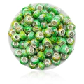Green ink-painted European style round bead with silver core for DIY jewelry - Green Multicolor