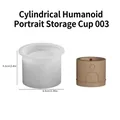 Cylindrical silicone mold for DIY storage jars featuring minimalist face line art design - Portrait Pattern