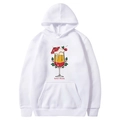 White Christmas hoodie for men and women featuring Santa's Shandy graphic and kangaroo pocket - S / Tops / White - Santa's Shandy Print (36)