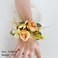 Vintage silk rose wrist corsage in yellow and orange for weddings, 12x8cm floral accessory - Wrist Corsage / Orange