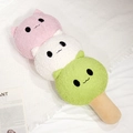 Cuscino a rullo gatto tricolore in morbido peluche rosa, bianco e verde accogliente - Dango Tricolore Muso di Gatto / 50cm (0,4kg)