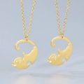 Collane a puzzle con gatto in oro per coppie in acciaio inossidabile dal design minimal - Coppia Oro (KN90122-Z)