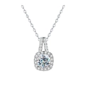 S925 Silber Quadratischer Halo Moissanit Anhänger Halskette Elegante Damenschmuck Geschenke - Quadratischer Zirkonia-Anhänger / Nur Anhänger (Keine Kette) / Platin Farbe Stil