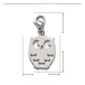 Detailed size chart of stainless steel owl pendant showing 30mm height and 14mm width - Owl / Silver