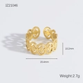 Golden titanium steel sunflower open ring with hollow vintage floral pattern design - Vintage Oval Floral Hollow (JZ21046)