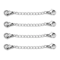 Set di 4 catene di estensione in acciaio inossidabile con doppia chiusura a moschettone - 5cm / Color Acciaio