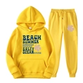 Survêtement unisexe jaune en polaire avec imprimé Beach Summer en taille M - S / Haut Et Bas / Jaune Vif