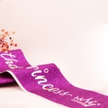 Fascia Birthday Princess viola glitterata con scritte in argento per feste e compleanni - Viola con testo olografico e piccola corona