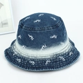 Vintage-Baseballkappe aus Baumwolle mit blauem Farbverlauf und AU-Stickerei im Used-Look - Acid Wash Farbverlauf Blau (Besticktes AU) / Marineblau