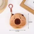 Brown capybara plush coin purse keychain measuring 9.7cm x 8.9cm with plastic hook - Winking Capybara