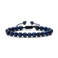 Men's adjustable braided bracelet featuring deep blue tiger eye beads on a black cord - Blue Tiger Eye