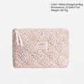 Borsa da trucco trapuntata a fiori gialli per viaggio formato 23,5x6x17cm - Custodia Ottagonale / Giallo