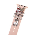 Smartwatch band charms set featuring Santa Claus and reindeer on pink silicone strap - Gunmetal
