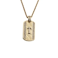 Détail du pendentif doré avec lettre T, zircons sertis et chaîne de style corde - Pendentif Lettre T-Chaîne 60CM