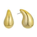 Polished gold teardrop earrings in irregular streamlined design with mirror finish - Streamlined Water Drop Earrings / Gold