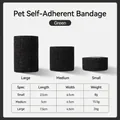 Elastic self-adhesive pet bandages in green with size chart for small medium and large - Black