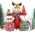 Christmas brushed fabric drawstring gift bags with snowman and reindeer doll decorations - Linen Drawstring Apple Bag (Mixed Random)