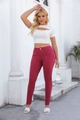 Slim fit high elastic denim jeans in vibrant rose red for a stylish urban casual look - S / Burgundy